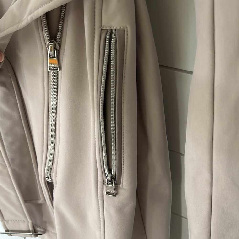 Cream Mid Length Fall Jacket - Picture 4 of 5